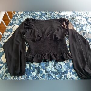 WAYF Black Women's Cropped Blouse